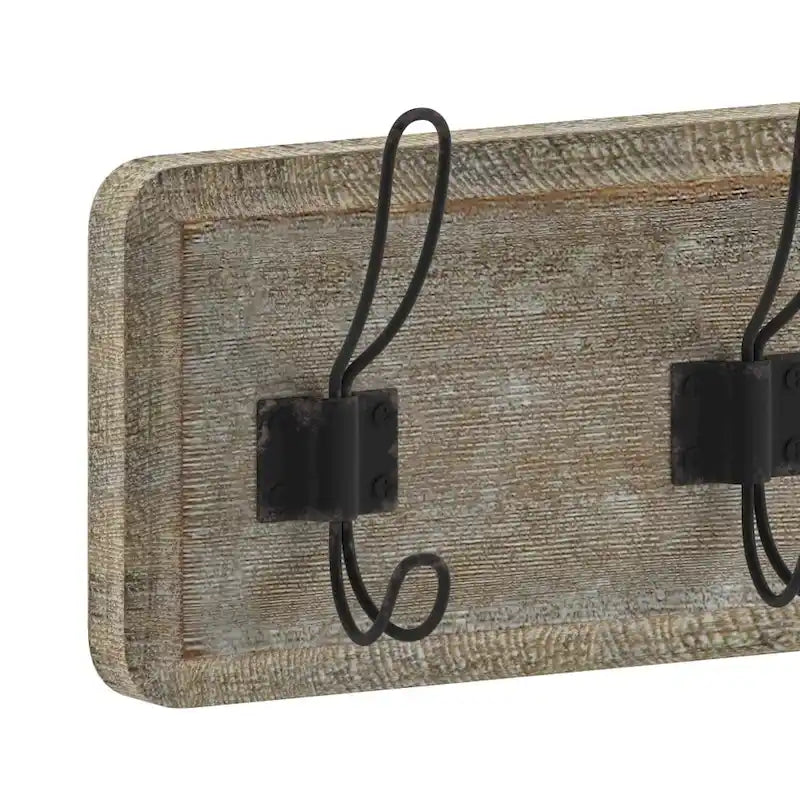 Étagère de rangement murale avec tablette supérieure et crochets de rangement