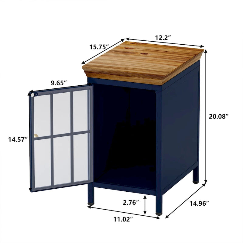 Table de chevet avec meuble de rangement et plateau en bois massif, 1 pièce/2 pièces