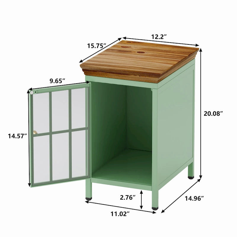 Table de chevet avec meuble de rangement et plateau en bois massif, 1 pièce/2 pièces