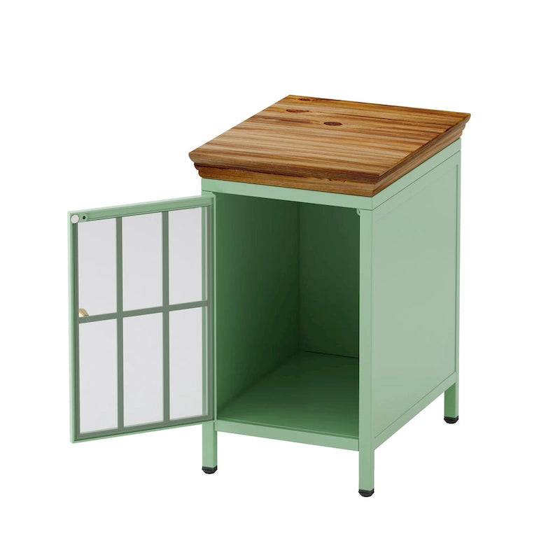 Table de chevet avec meuble de rangement et plateau en bois massif, 1 pièce/2 pièces
