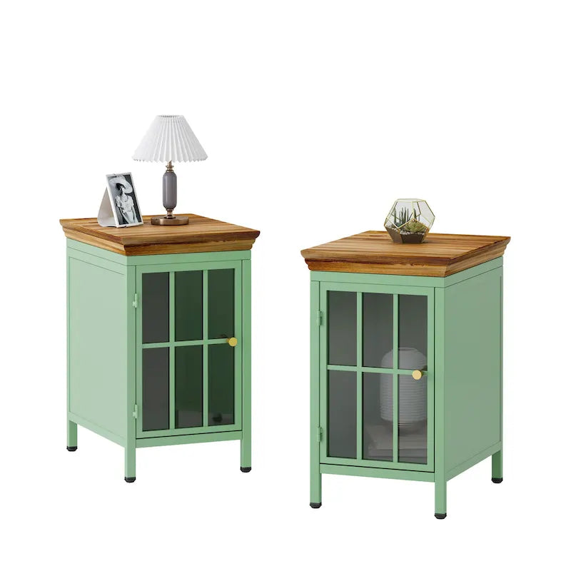 Table de chevet avec meuble de rangement et plateau en bois massif, 1 pièce/2 pièces
