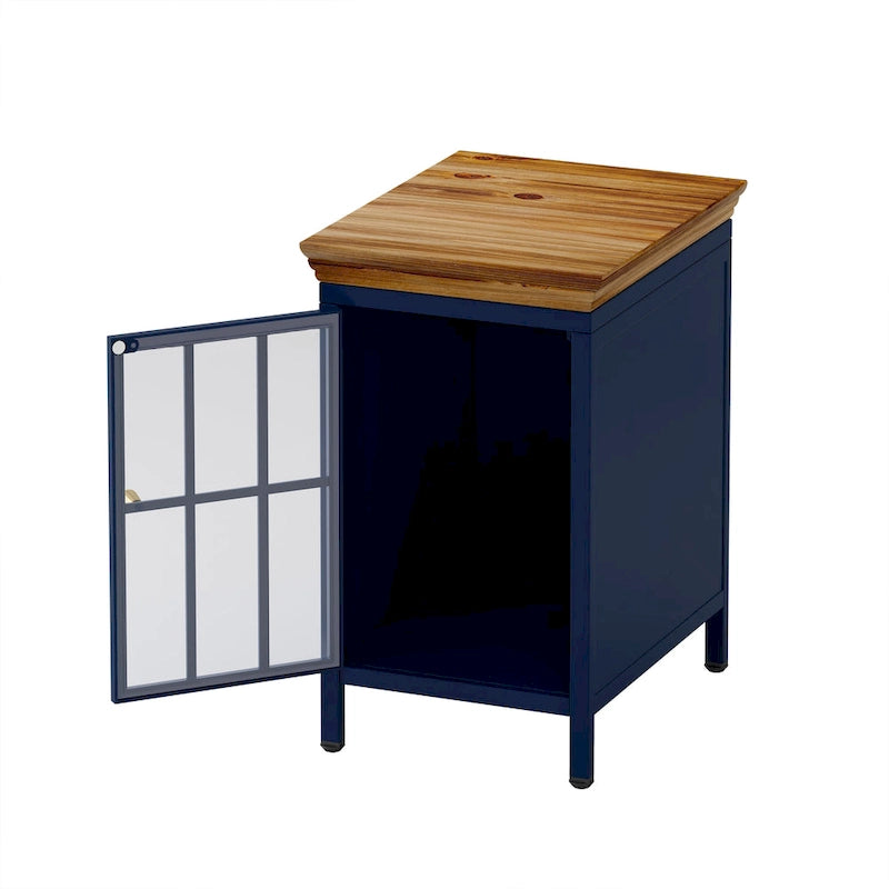 Table de chevet avec meuble de rangement et plateau en bois massif, 1 pièce/2 pièces
