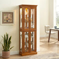 Vitrine Curio Éclairée avec Étagères Réglables, Portes en Verre Trempé (Ampoule E26 non incluse)