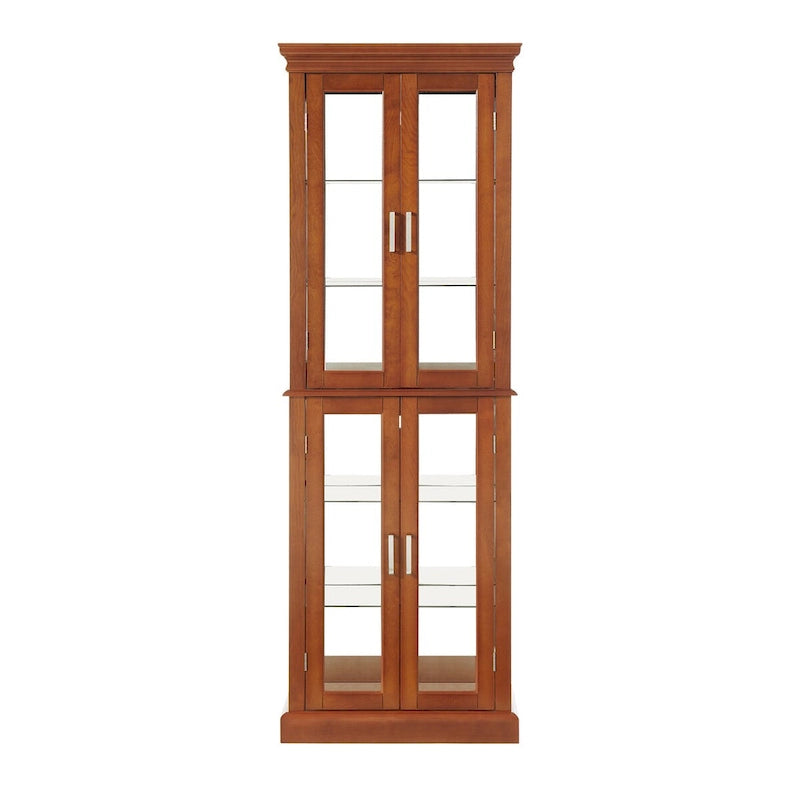 Vitrine Curio Éclairée avec Étagères Réglables, Portes en Verre Trempé (Ampoule E26 non incluse)