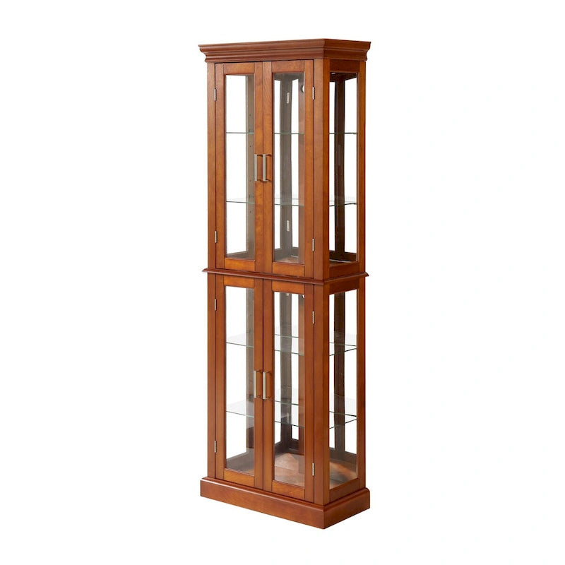 Vitrine Curio Éclairée avec Étagères Réglables, Portes en Verre Trempé (Ampoule E26 non incluse)