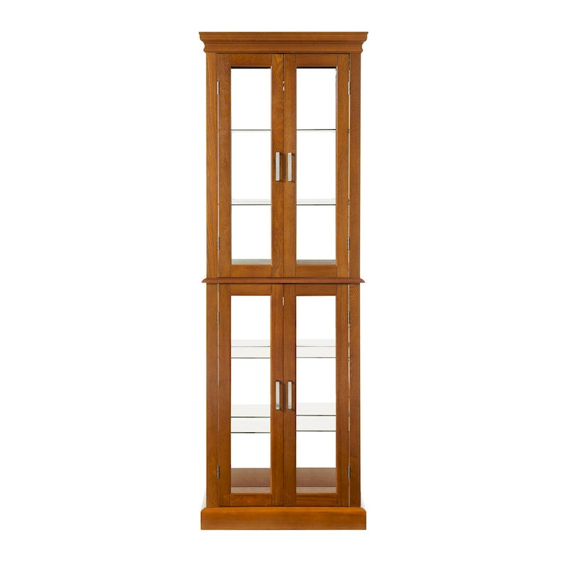 Vitrine Curio Éclairée avec Étagères Réglables, Portes en Verre Trempé (Ampoule E26 non incluse)