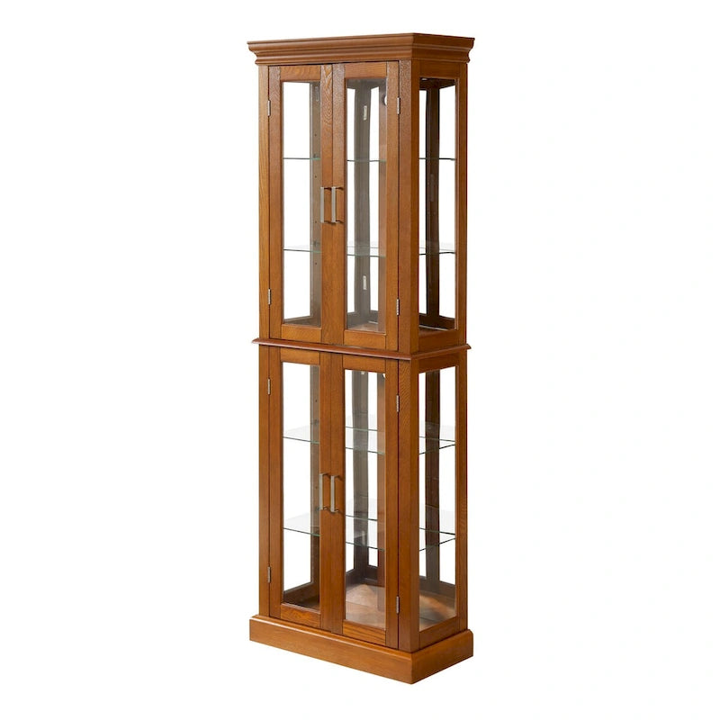 Vitrine Curio Éclairée avec Étagères Réglables, Portes en Verre Trempé (Ampoule E26 non incluse)