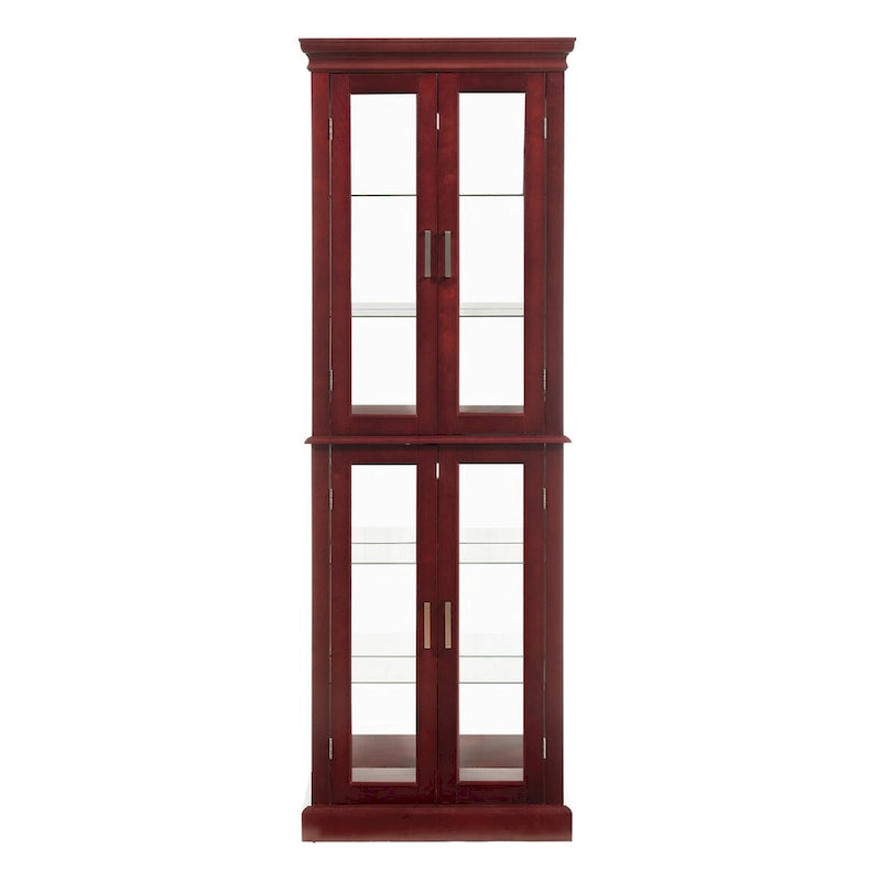 Vitrine Curio Éclairée avec Étagères Réglables, Portes en Verre Trempé (Ampoule E26 non incluse)