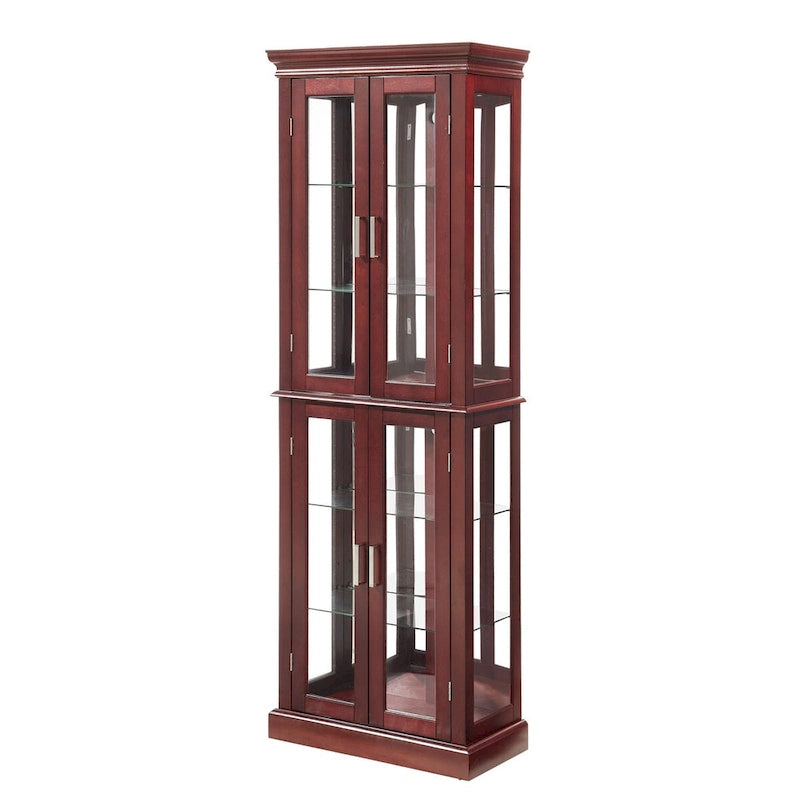 Vitrine Curio Éclairée avec Étagères Réglables, Portes en Verre Trempé (Ampoule E26 non incluse)