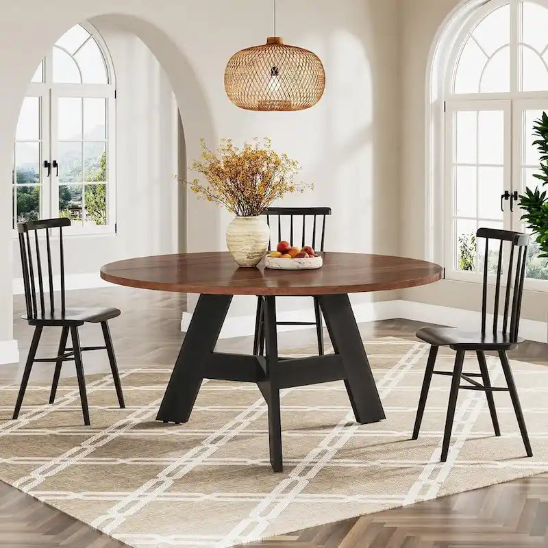 Table à manger ronde rustique pour 4 personnes
