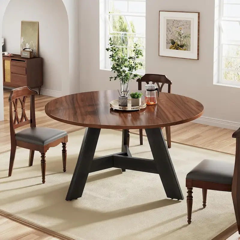 Table à manger ronde rustique pour 4 personnes