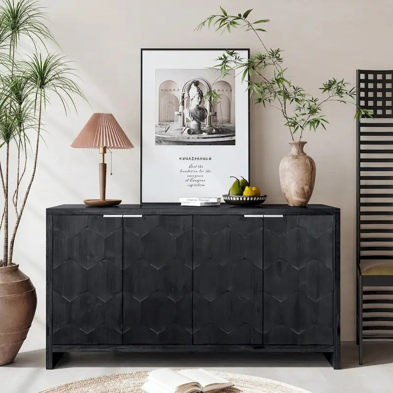 Bahut de style rustique à 4 portes en bois