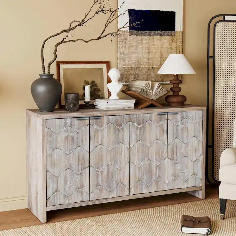 Bahut de style rustique à 4 portes en bois