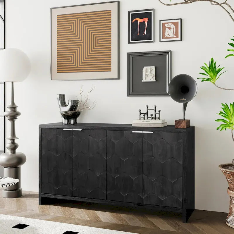 Bahut de style rustique à 4 portes en bois