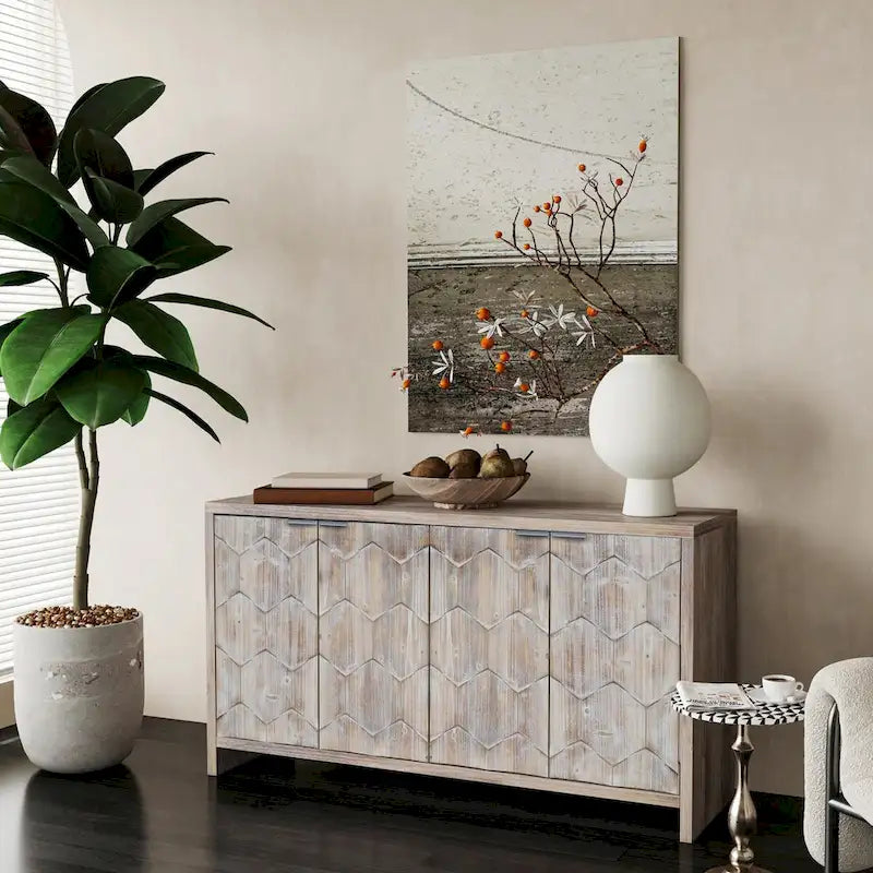 Bahut de style rustique à 4 portes en bois