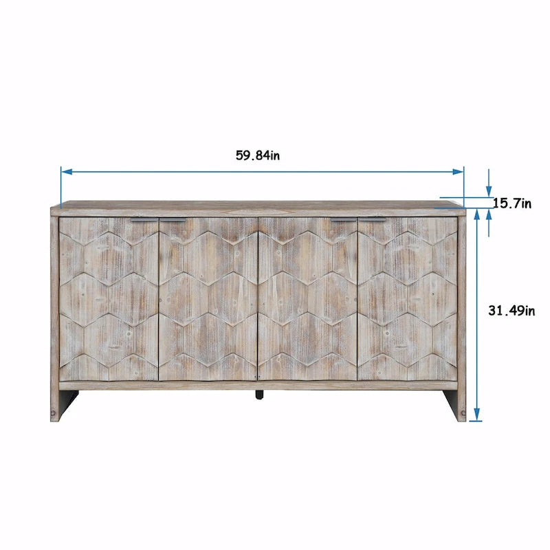 Bahut de style rustique à 4 portes en bois
