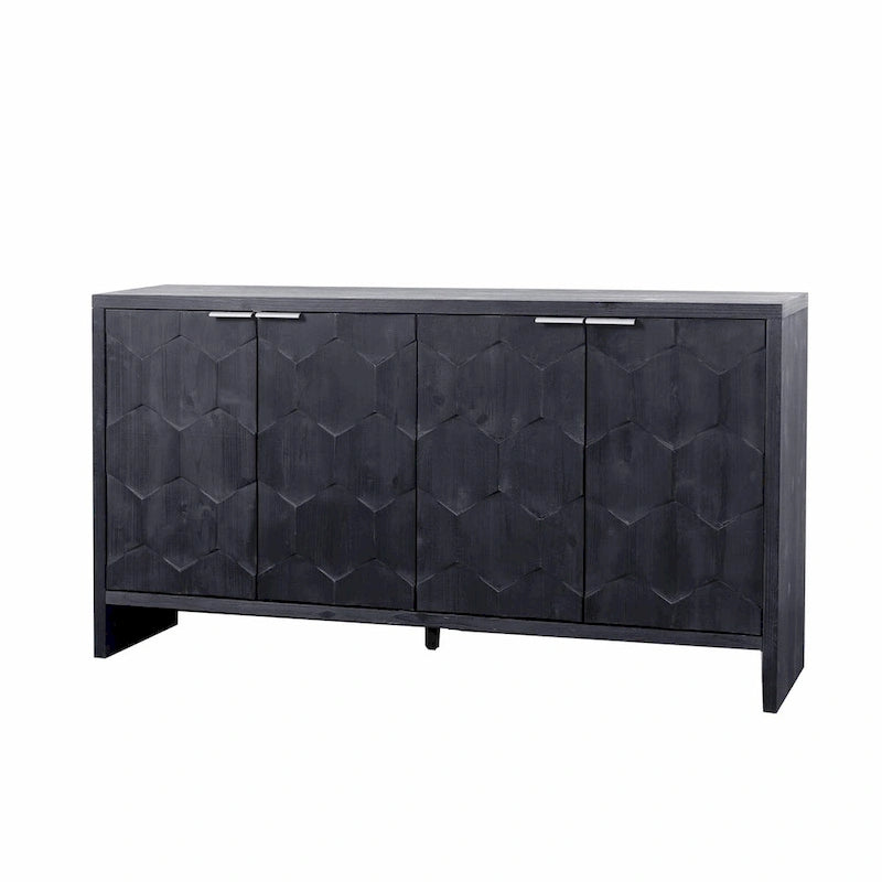 Bahut de style rustique à 4 portes en bois