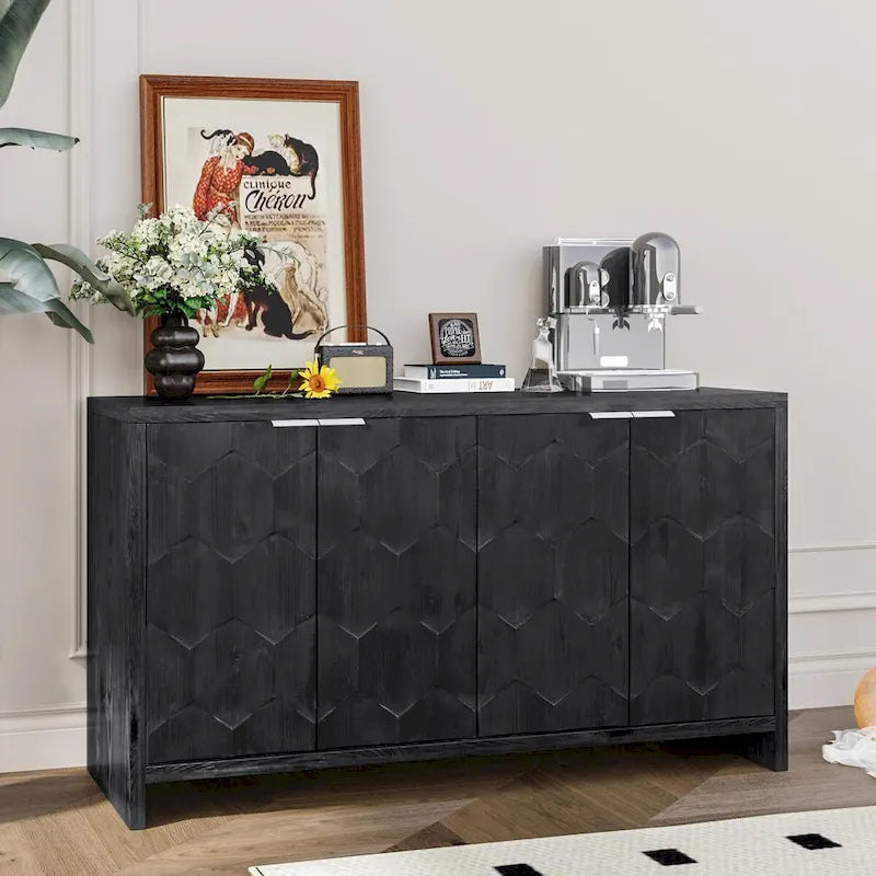 Bahut de style rustique à 4 portes en bois