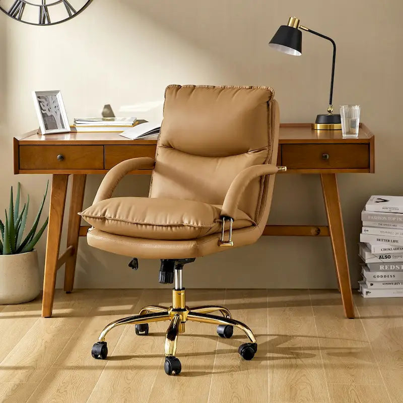 Chaise de bureau moderne en similicuir, réglable en hauteur, inclinable, avec base pivotante