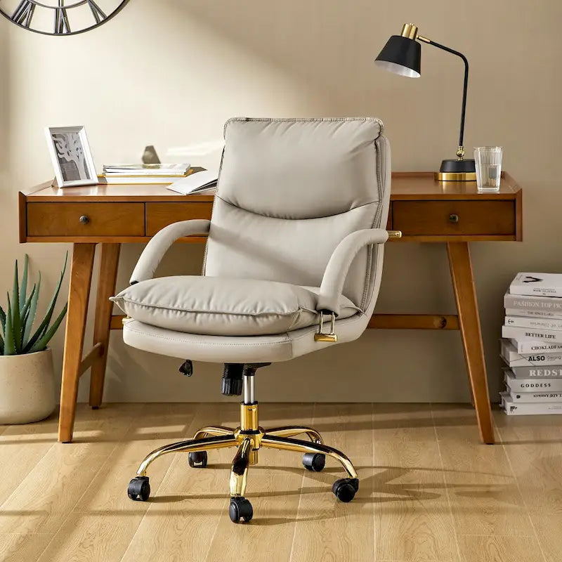 Chaise de bureau moderne en similicuir, réglable en hauteur, inclinable, avec base pivotante