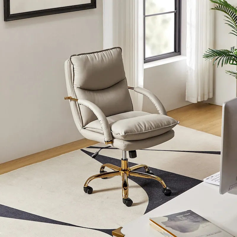 Chaise de bureau moderne en similicuir, réglable en hauteur, inclinable, avec base pivotante