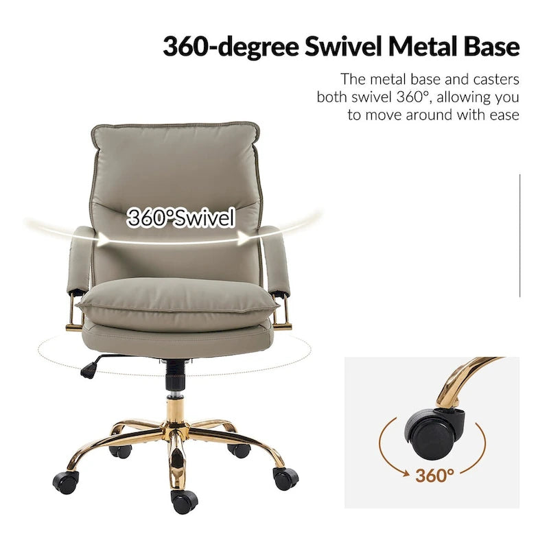 Chaise de bureau moderne en similicuir, réglable en hauteur, inclinable, avec base pivotante