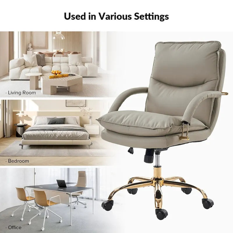 Chaise de bureau moderne en similicuir, réglable en hauteur, inclinable, avec base pivotante