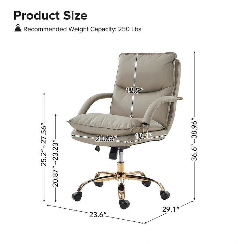 Chaise de bureau moderne en similicuir, réglable en hauteur, inclinable, avec base pivotante