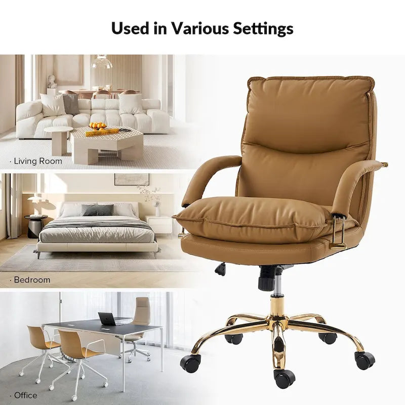 Chaise de bureau moderne en similicuir, réglable en hauteur, inclinable, avec base pivotante