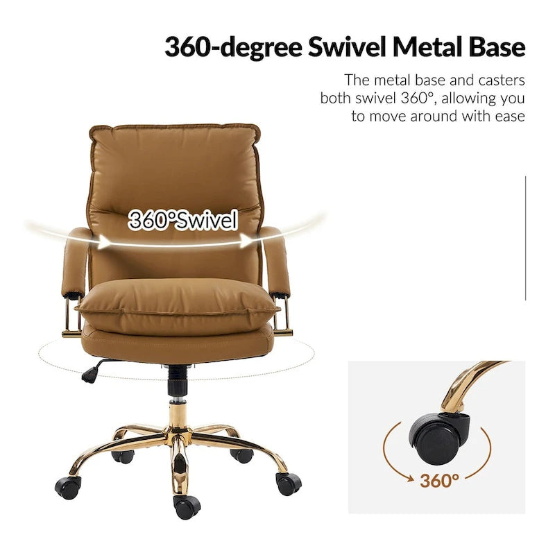 Chaise de bureau moderne en similicuir, réglable en hauteur, inclinable, avec base pivotante
