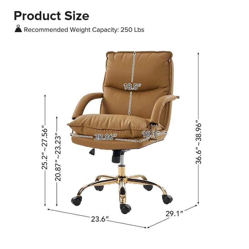 Chaise de bureau moderne en similicuir, réglable en hauteur, inclinable, avec base pivotante