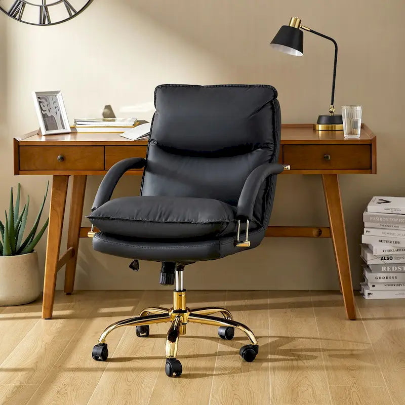 Chaise de bureau moderne en similicuir, réglable en hauteur, inclinable, avec base pivotante