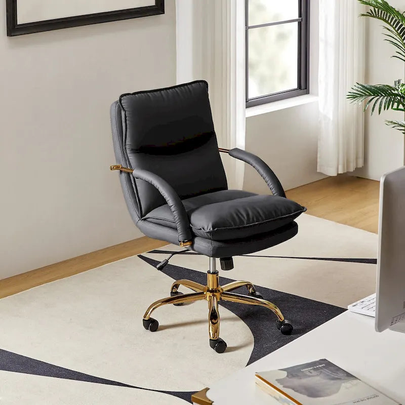 Chaise de bureau moderne en similicuir, réglable en hauteur, inclinable, avec base pivotante