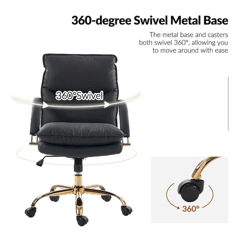 Chaise de bureau moderne en similicuir, réglable en hauteur, inclinable, avec base pivotante
