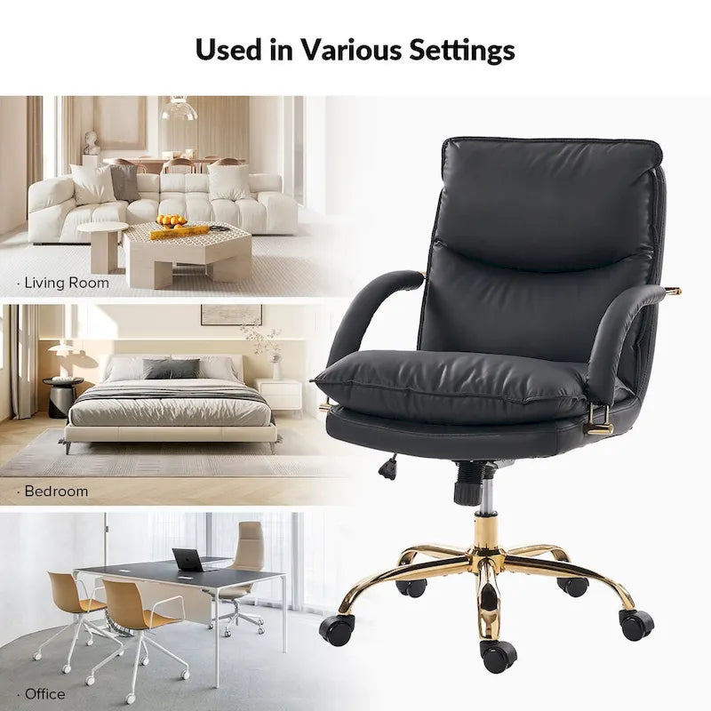 Chaise de bureau moderne en similicuir, réglable en hauteur, inclinable, avec base pivotante