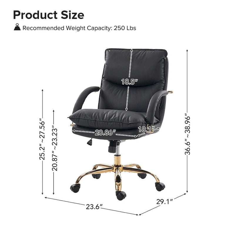 Chaise de bureau moderne en similicuir, réglable en hauteur, inclinable, avec base pivotante