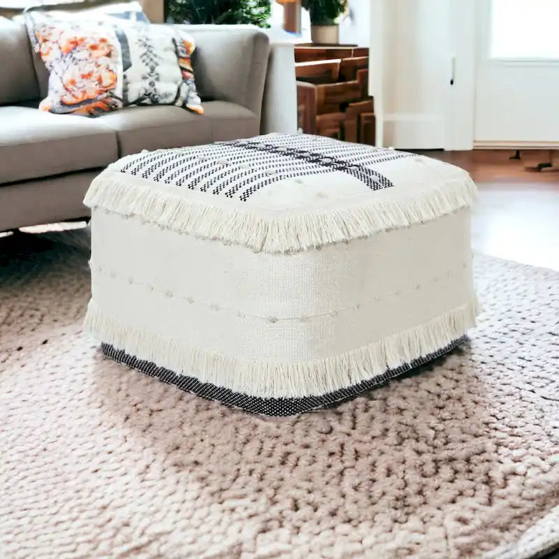 18 Ottomans en coton 100 % blanc