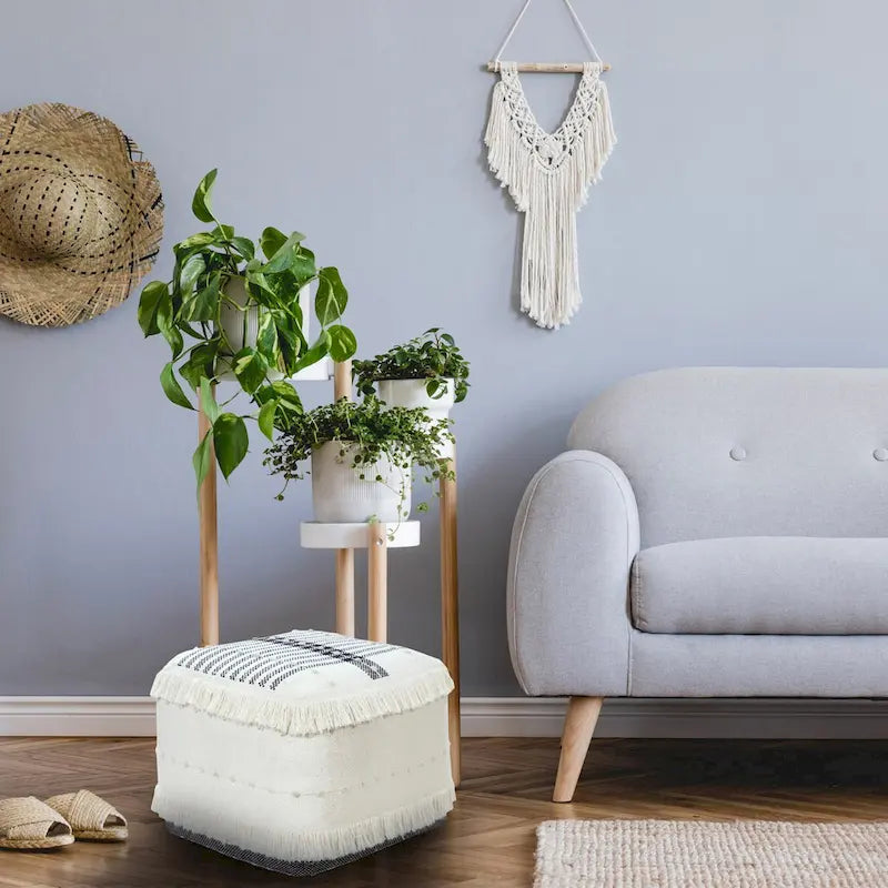 18 Ottomans en coton 100 % blanc