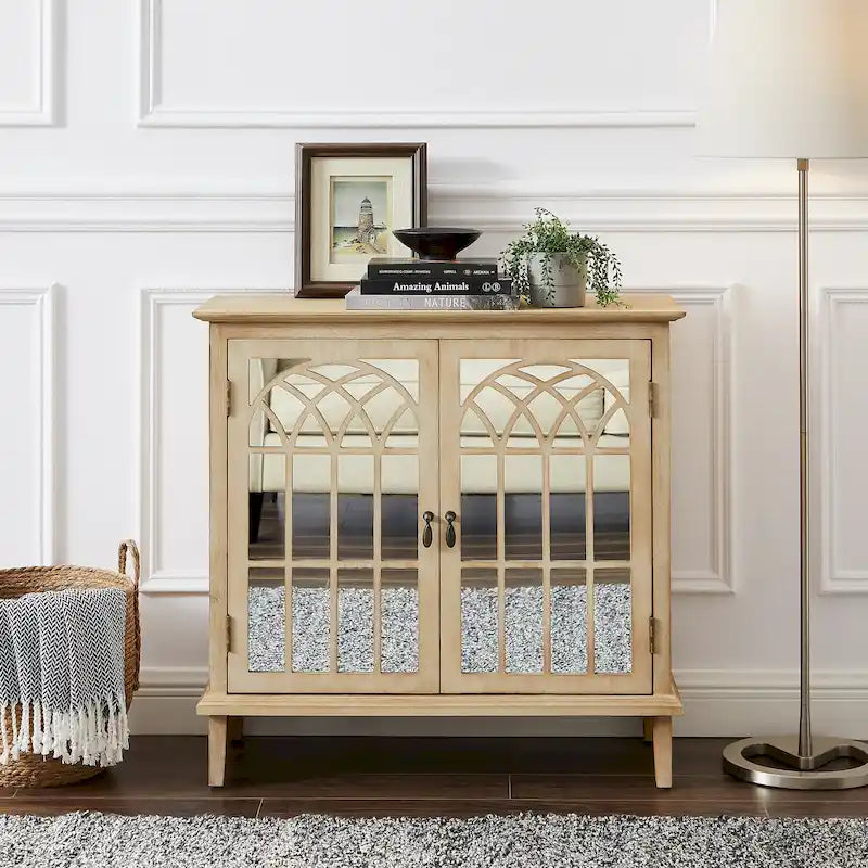 Buffet en bois avec portes miroirs