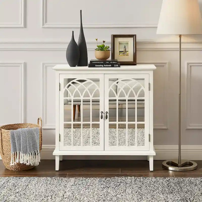 Buffet en bois avec portes miroirs