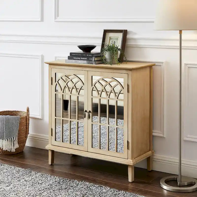 Buffet en bois avec portes miroirs