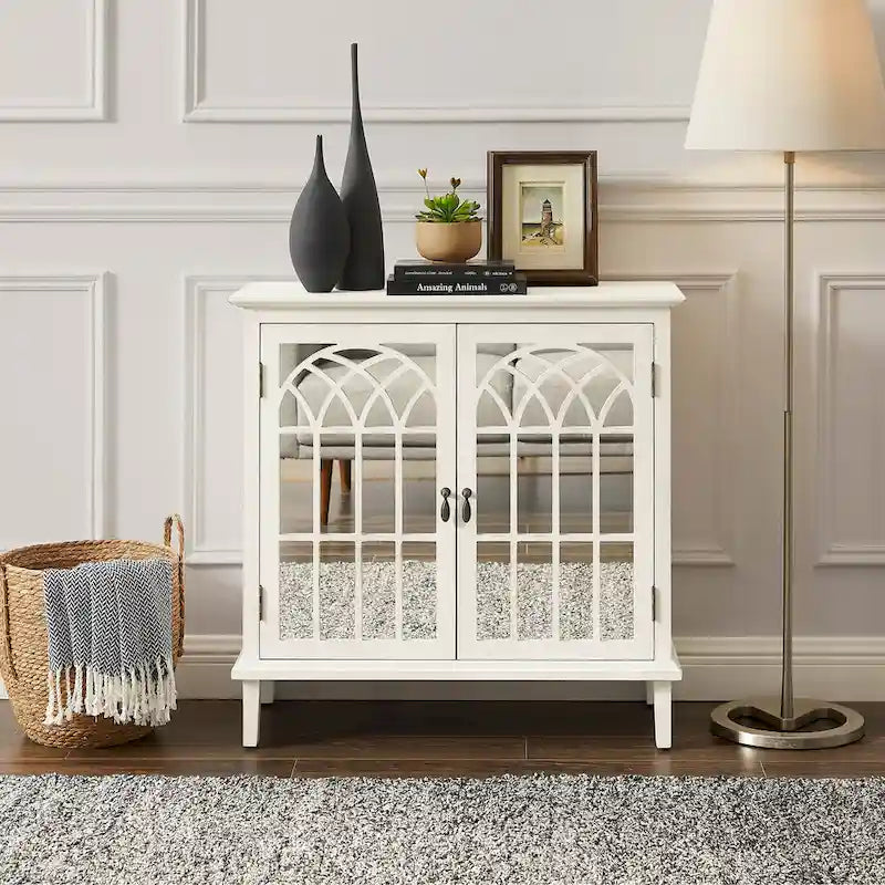 Buffet en bois avec portes miroirs