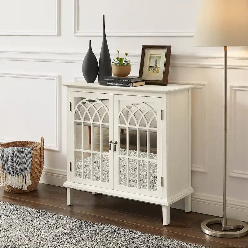 Buffet en bois avec portes miroirs