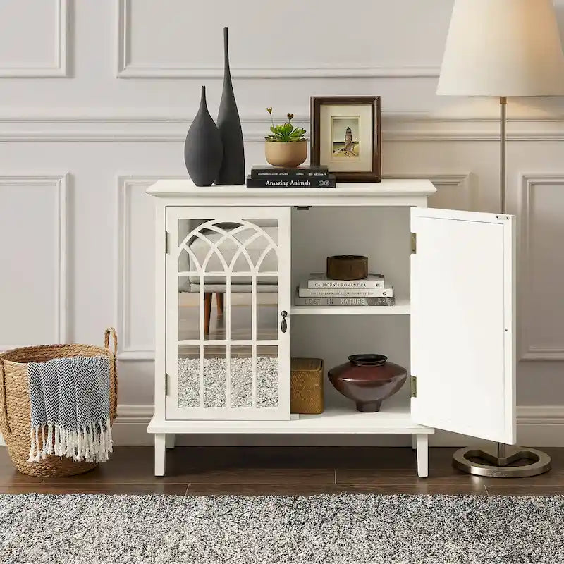 Buffet en bois avec portes miroirs