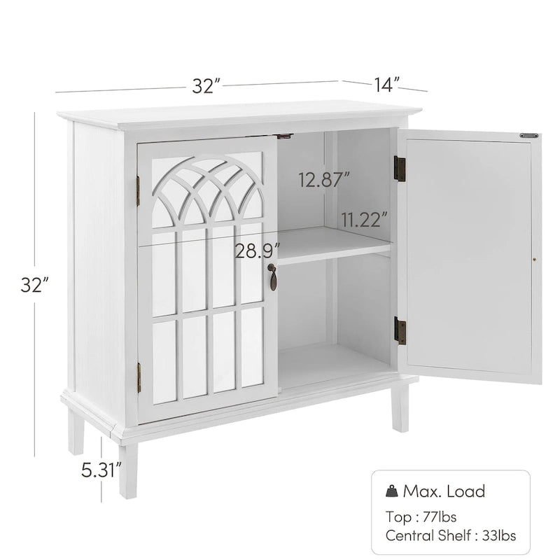 Buffet en bois avec portes miroirs