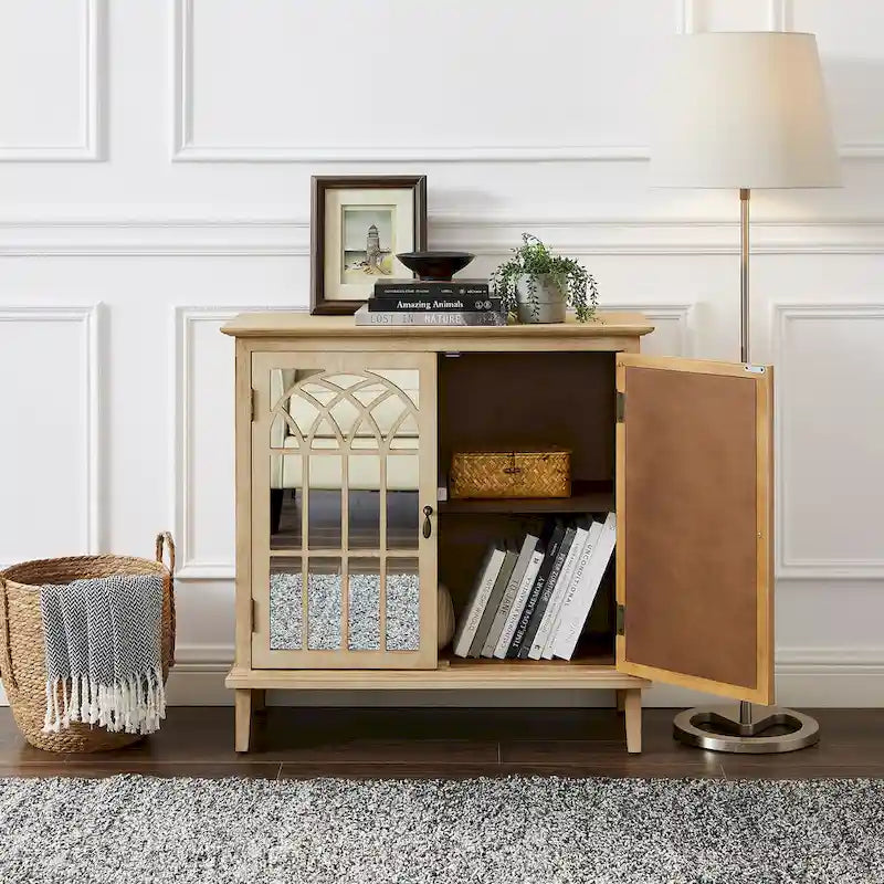 Buffet en bois avec portes miroirs