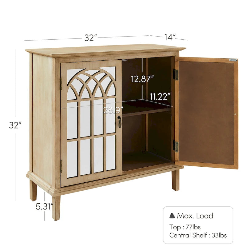 Buffet en bois avec portes miroirs