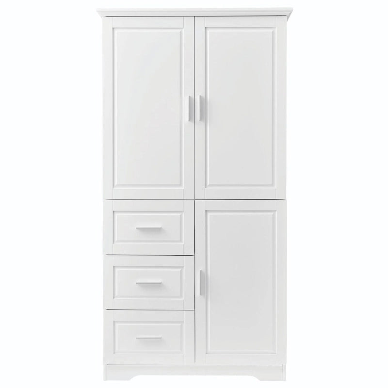 Meuble de rangement haut et large avec portes et trois tiroirs