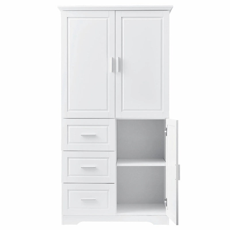 Meuble de rangement haut et large avec portes et trois tiroirs