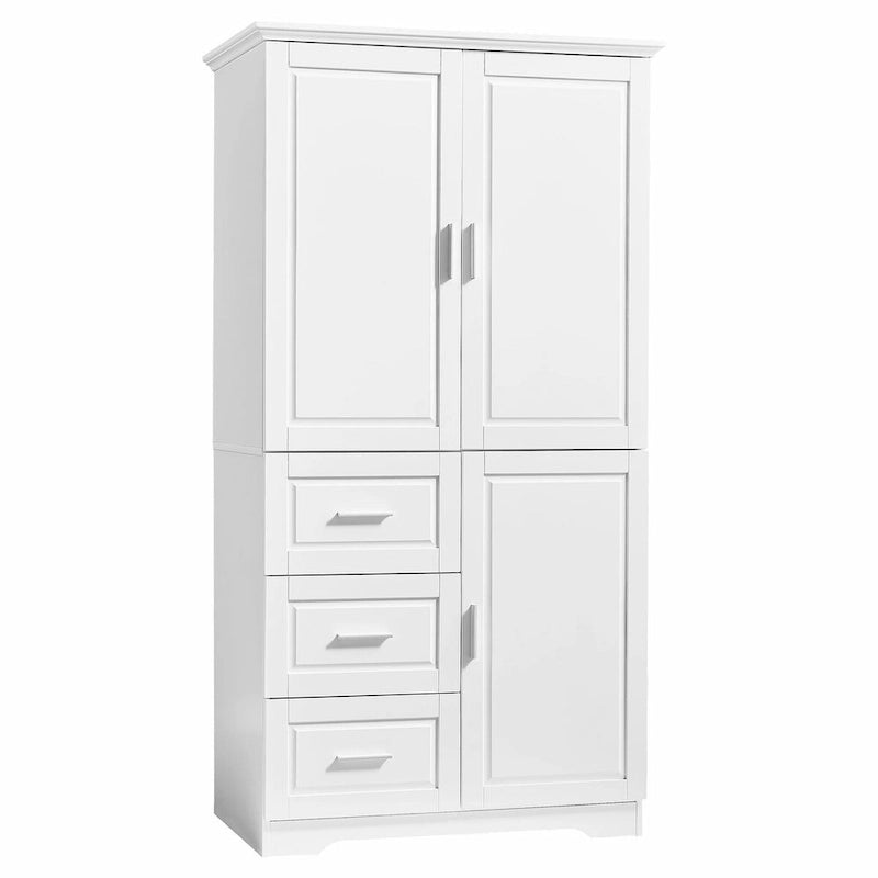 Meuble de rangement haut et large avec portes et trois tiroirs